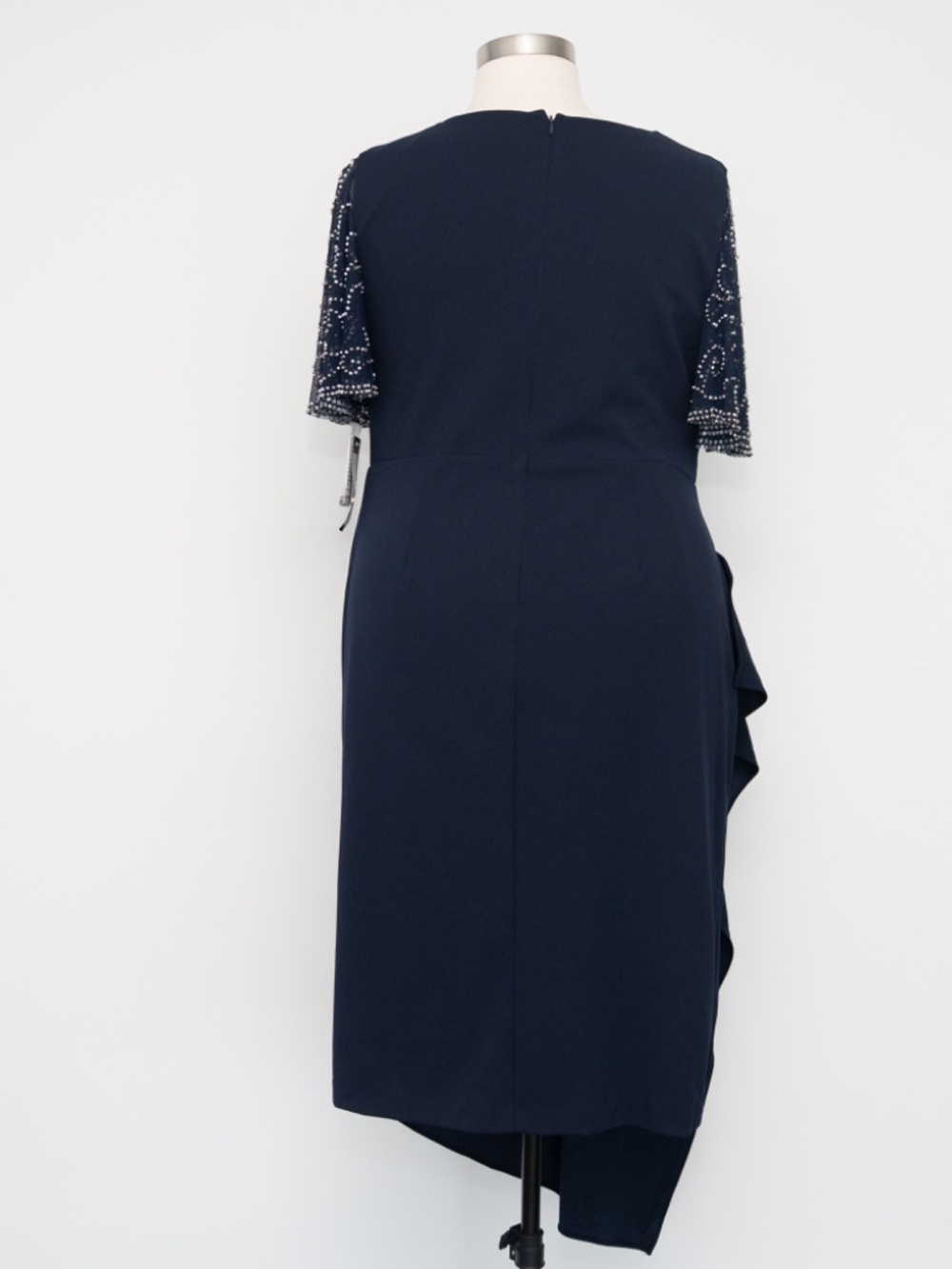 Betsy & Adam - Beaded Sleeve Draped Dress - Picture 3 of 14